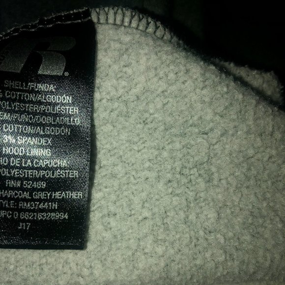 Russell Athletic Hooded Sweatshirt (Gray/Lime Green) - Picture 5 of 6